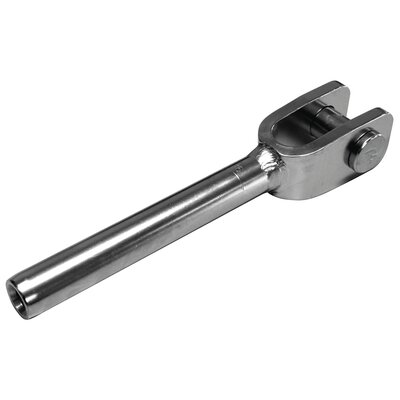 Polished stainless steel Fork Terminal - one of the most commonly used wire end fittings.