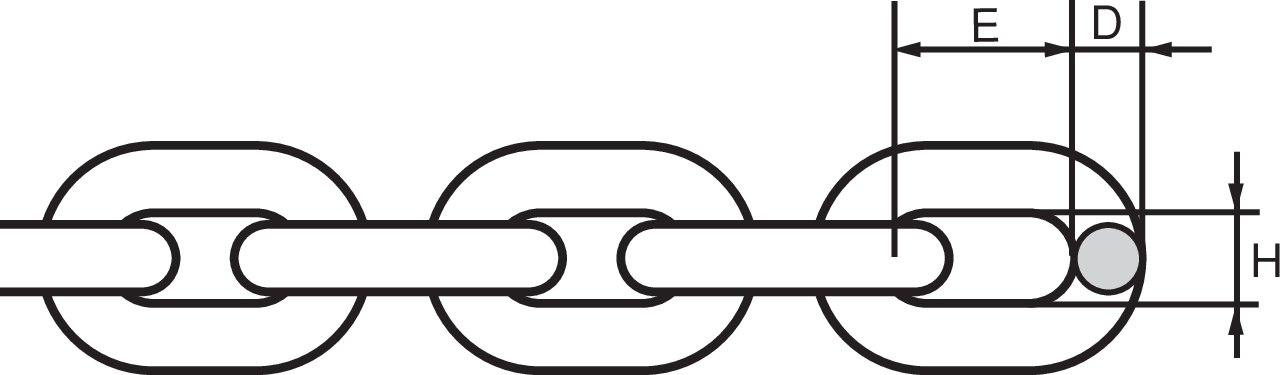 Short link stainless steel AISI 316 chain measurements Short link stainless steel AISI 316 chain measurements