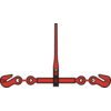 The load binders grab hooks can be placed on a suitable location along the chain sling.