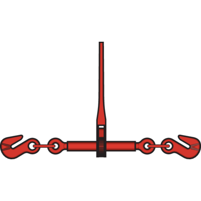 The load binders grab hooks can be placed on a suitable location along the chain sling.