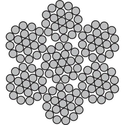 Steel wire rope 6x19-WSC cross section