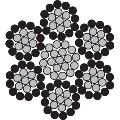 Steel Wire Rope 6x19M-WSC BLACK cross section