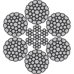 Steel wire rope - 6xK36WS-IWRC Compacted