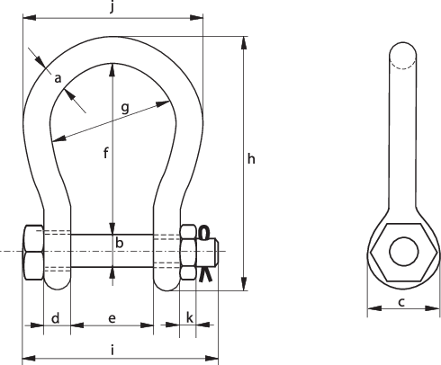 Wide Mouth Shackle G-4263 drawing
