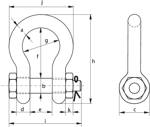Bow Shackles with Safety Bolt G-4163 drawing
