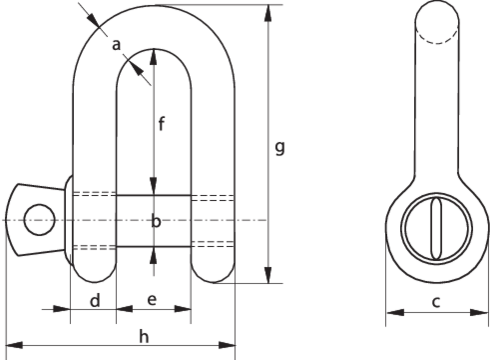 Dee Shackles with Screw Collar Pin G-4151 drawing