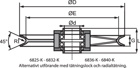 Wire rope sheave 6800-K ball beared measurements