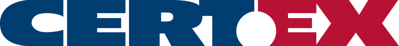 The Logo for the Lifting Solutions Group and Certex combined in text. Certex is in black and white The Certex Logo in text with Blue and Red letters