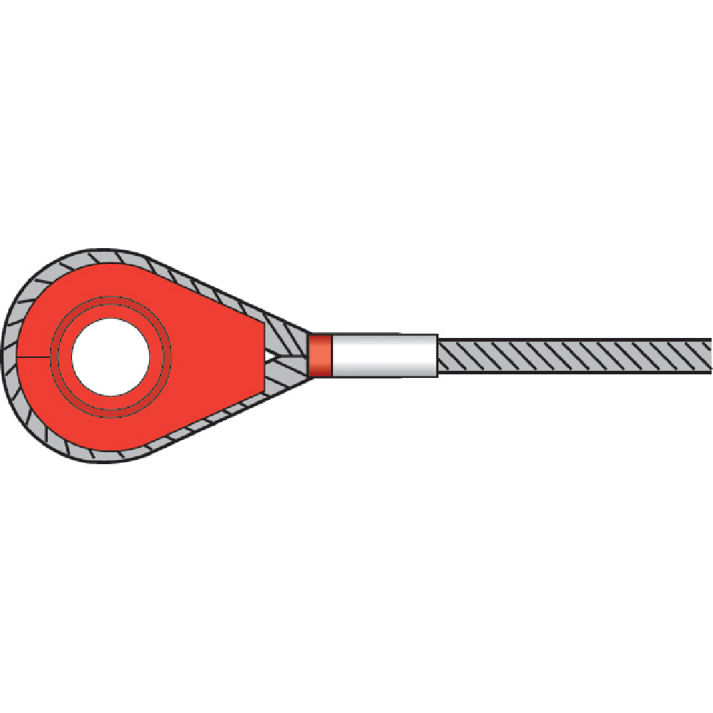 Spliced eye with ferrule and solid thimble